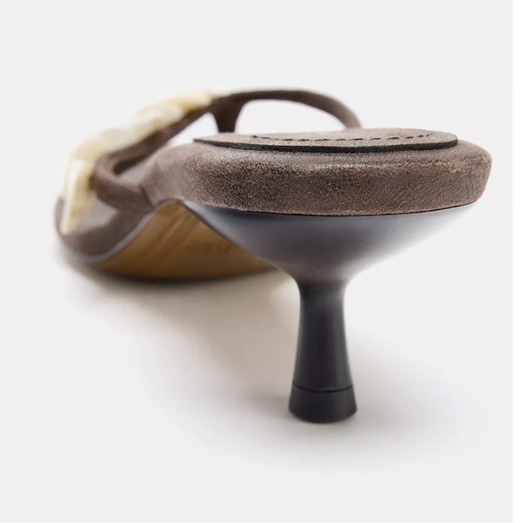 Zara NWT brown seashell sandals embellished shell - Picture 3 of 5